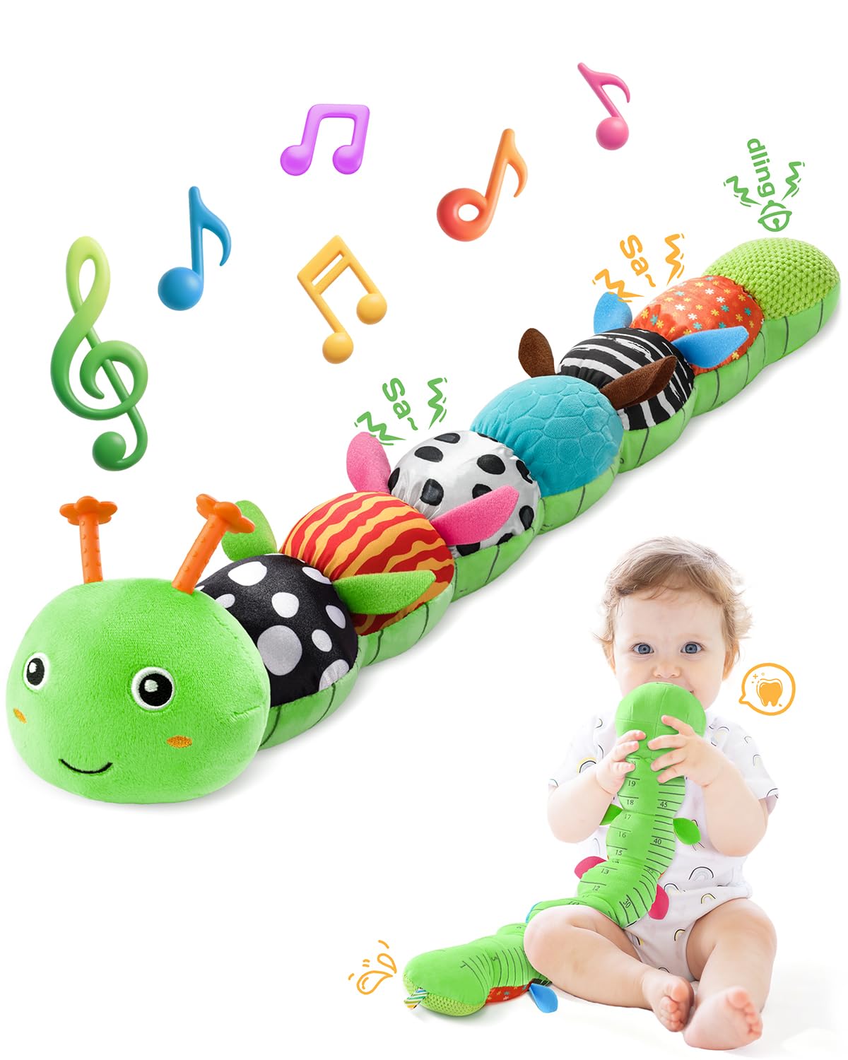 AWOTOY caterpillar music toy with mirror supports tummy time and sensory growth.