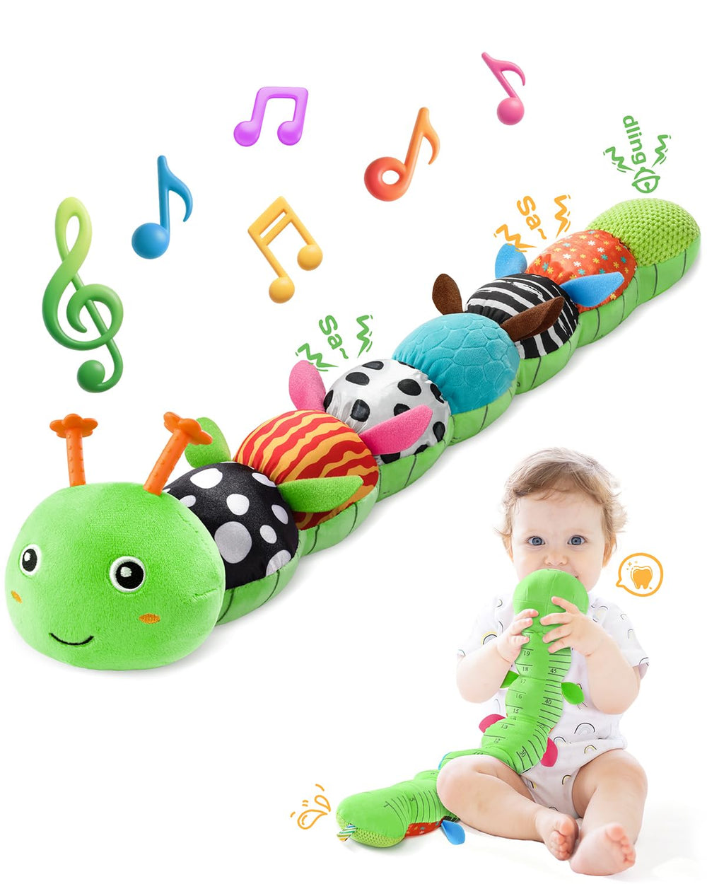 AWOTOY caterpillar music toy with mirror supports tummy time and sensory growth.