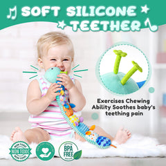 AWOTOY caterpillar toy rattle sound encourages touch and auditory play.