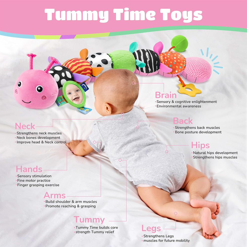 AWOTOY Caterpillar teething toy offers soft plush for safe chewing