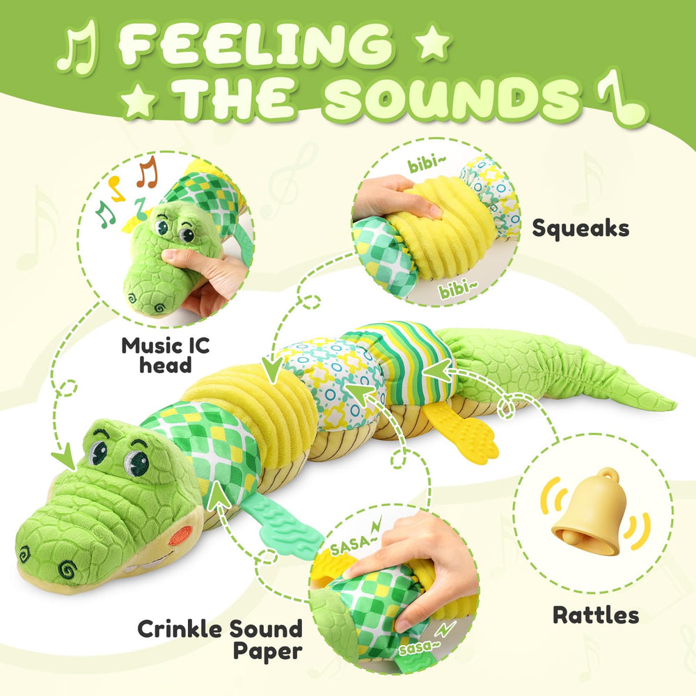 AWOTOY crocodile body rattle — promotes auditory awareness and fine motor play