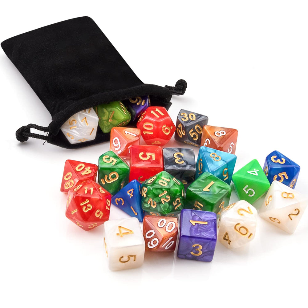 Awpeye DND RPG dice set with varied polyhedral shapes to enhance gameplay options.