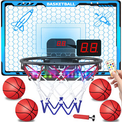 Awsoo mini basketball hoop with blue LED scoreboard for kids' indoor play