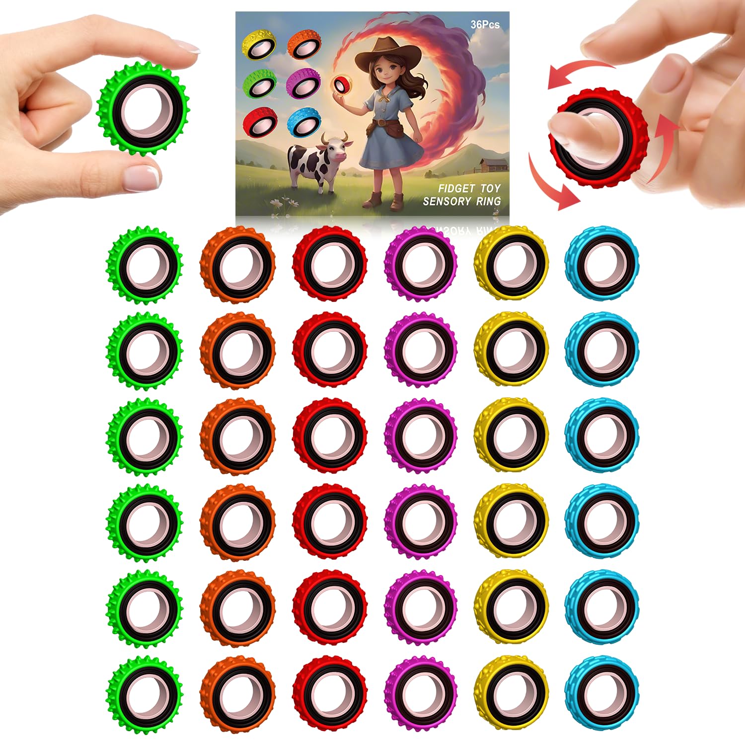 AWTUMZQ fidget ring with spiky texture for tactile focus