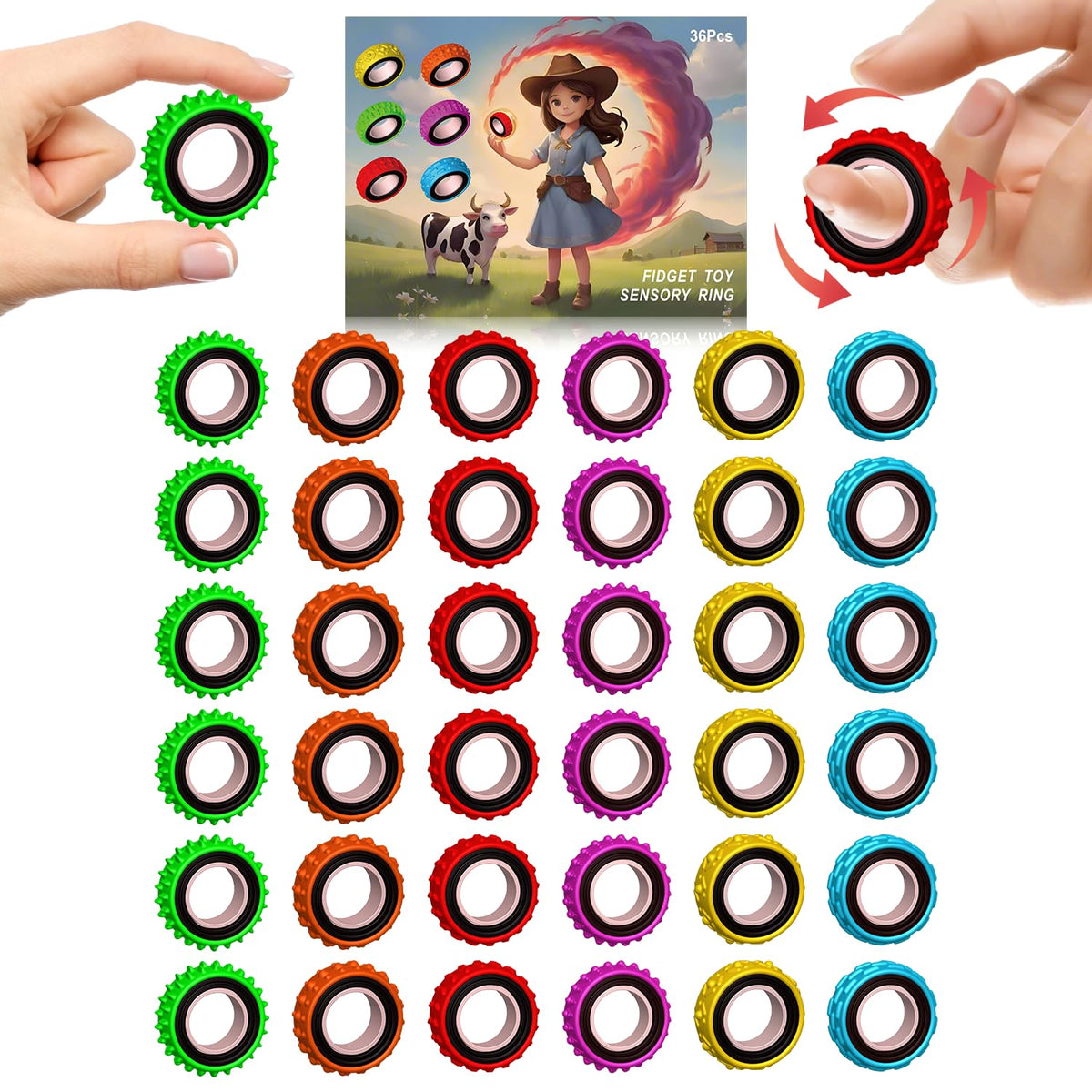 AWTUMZQ fidget ring with spiky texture for tactile focus