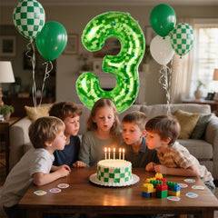 AXBMM 40-inch green pixel miner number balloon 3 durable foil material and longevity.