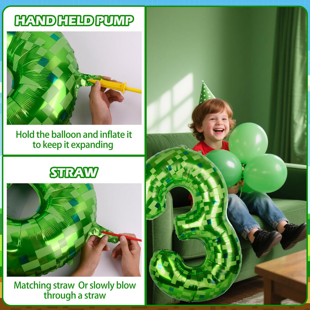 AXBMM 40-inch green pixel miner number balloon 3 packaging for easy setup.
