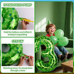 AXBMM 40-inch green pixel miner number balloon 3 packaging for easy setup.