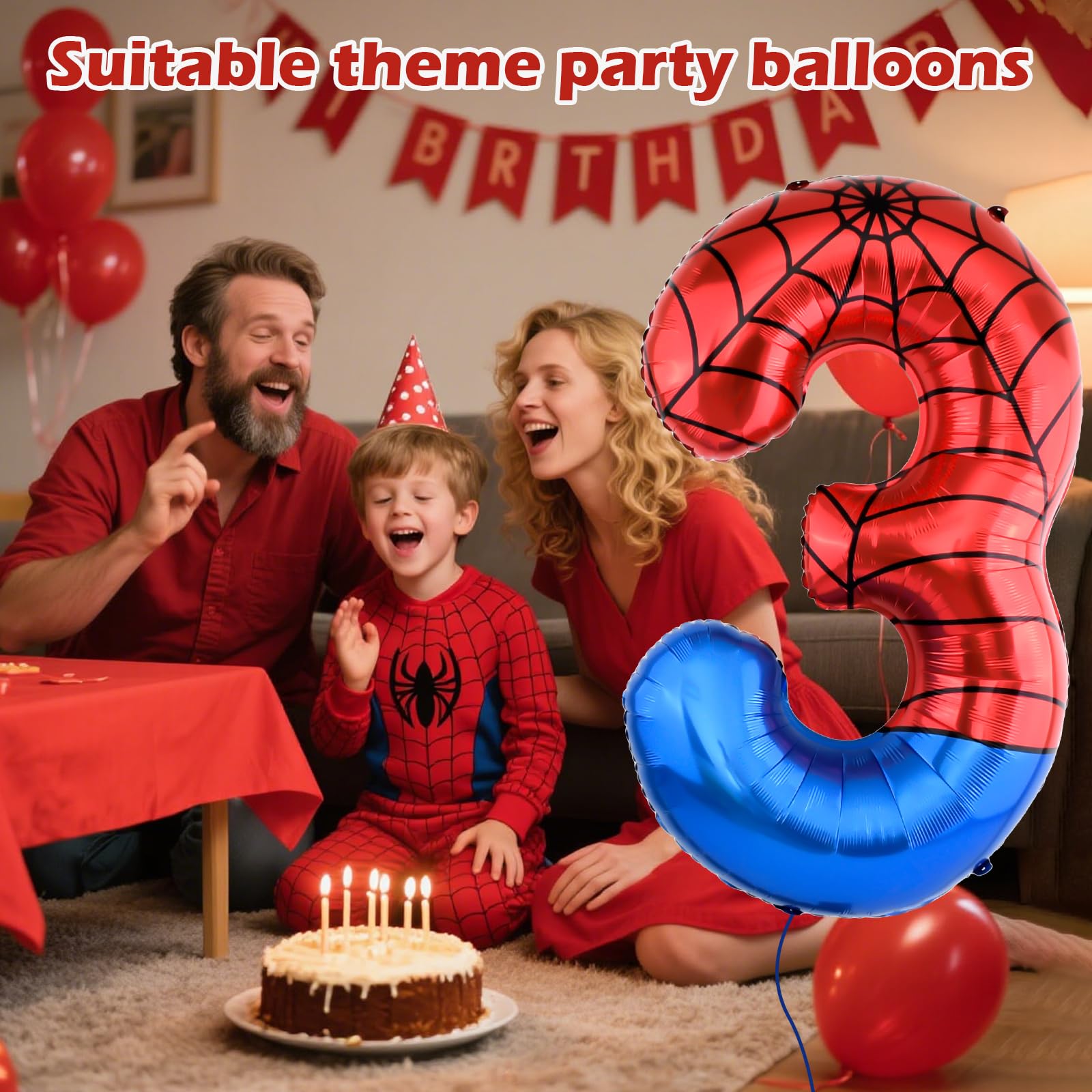 AXBMM 40-inch spider balloon number 4 for dramatic birthday displays and photos.