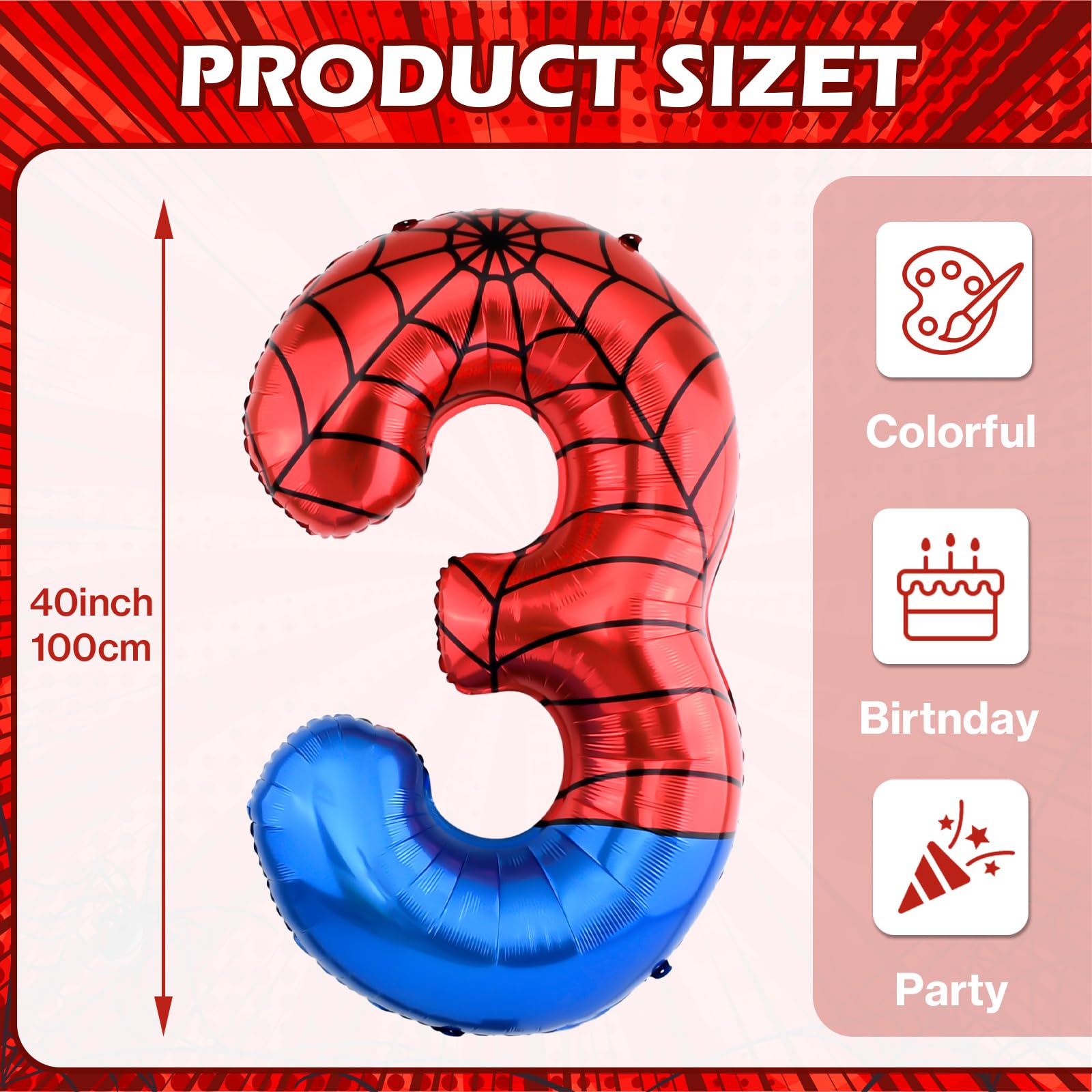 AXBMM 40-inch spider balloon number 5 for customizable spider birthday setups.