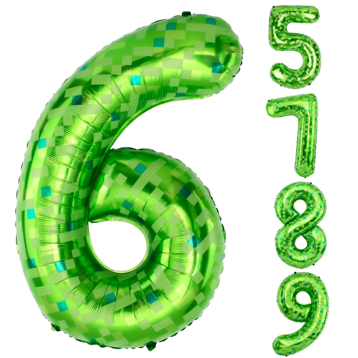 AXBMM 40-inch green pixel miner balloon, front view, ideal for dramatic party decor.