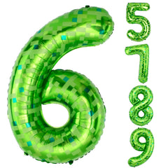 AXBMM 40-inch green pixel miner balloon, front view, ideal for dramatic party decor.