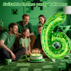 AXBMM 40-inch green pixel miner balloon with straw inflation for quick setup.