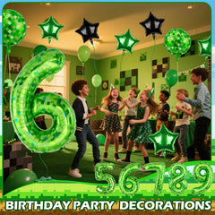 AXBMM 18 inch green pixel pentacle balloon adds playful geometry to the set.