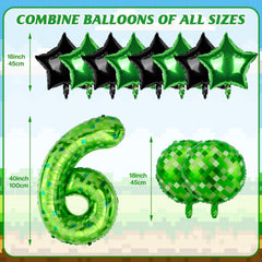 AXBMM green pixel round balloon 18 inch adds vibrant color to party decor.
