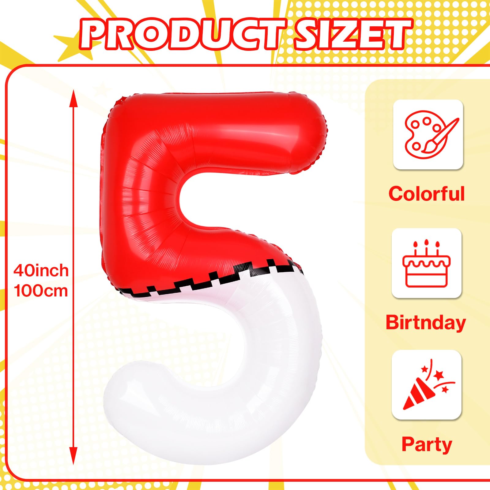 AXBMM number-5 balloon inflates with straw for quick, clean setup.