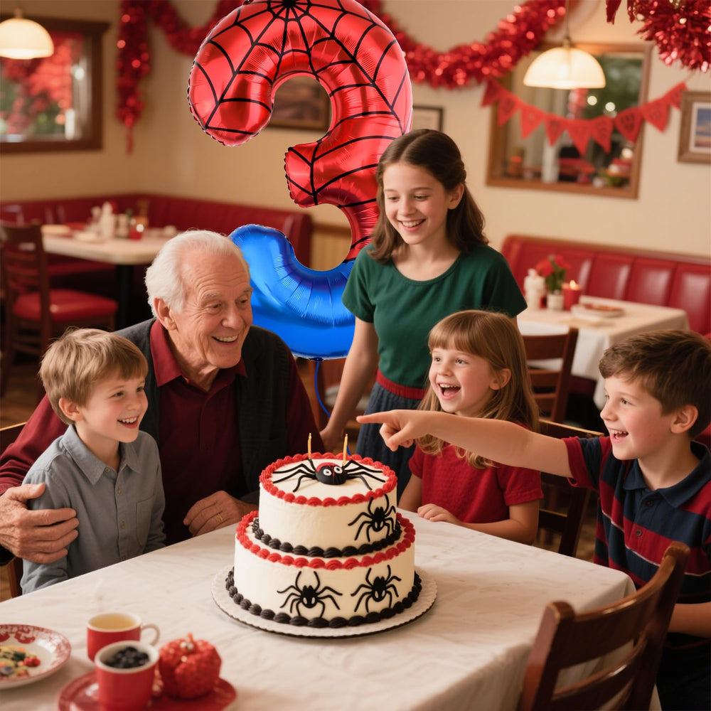 AXBMM spider balloon centerpiece for a festive table focal point.