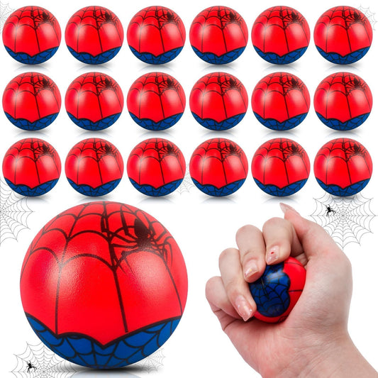 AXBMM spider stress ball with red and blue web pattern for party favors and quick focus.