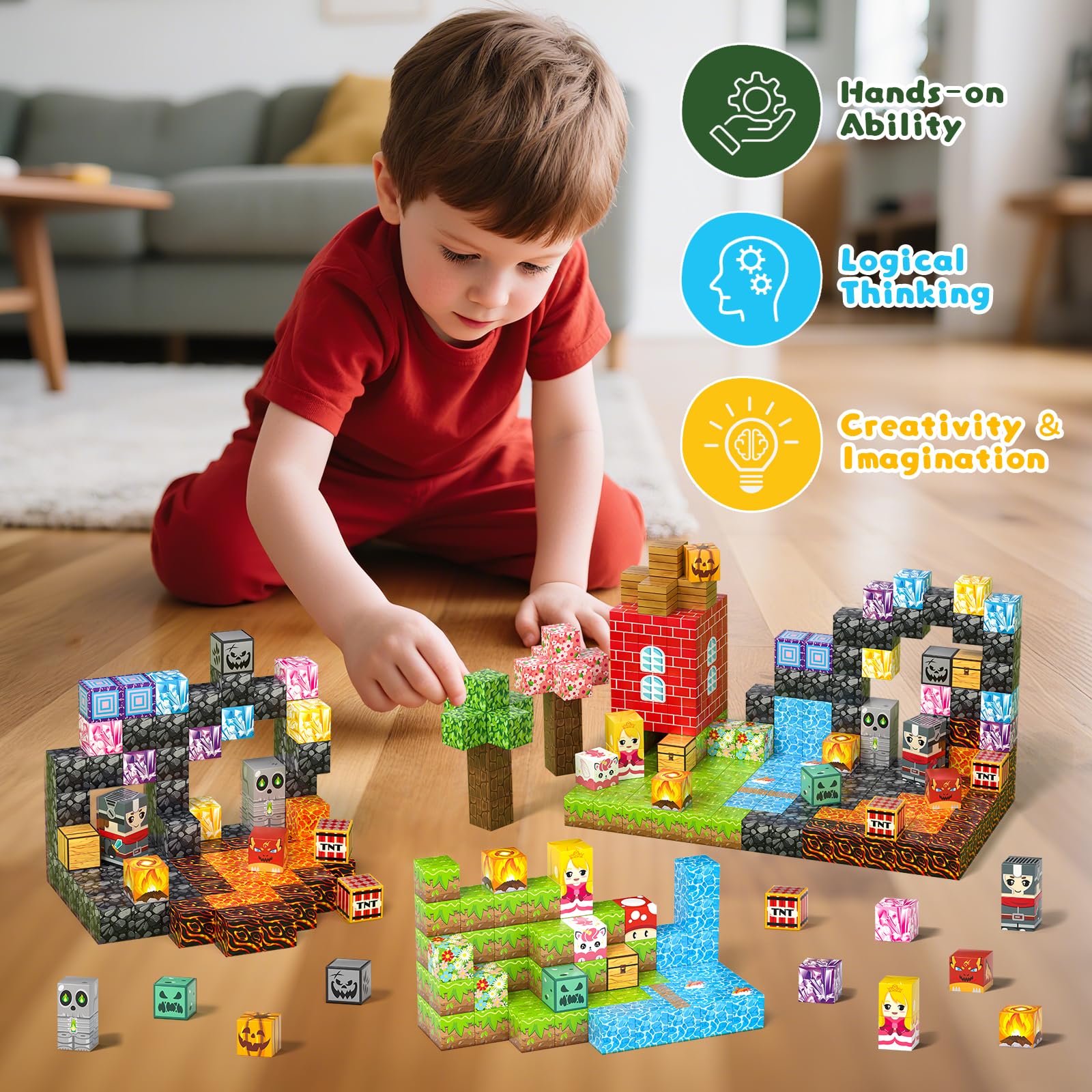 Axirata magnetic blocks use safe ABS material for durable play.