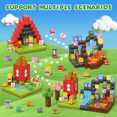 Axirata 208-piece set builds lava world with lava rivers for dramatic imaginative exploration.