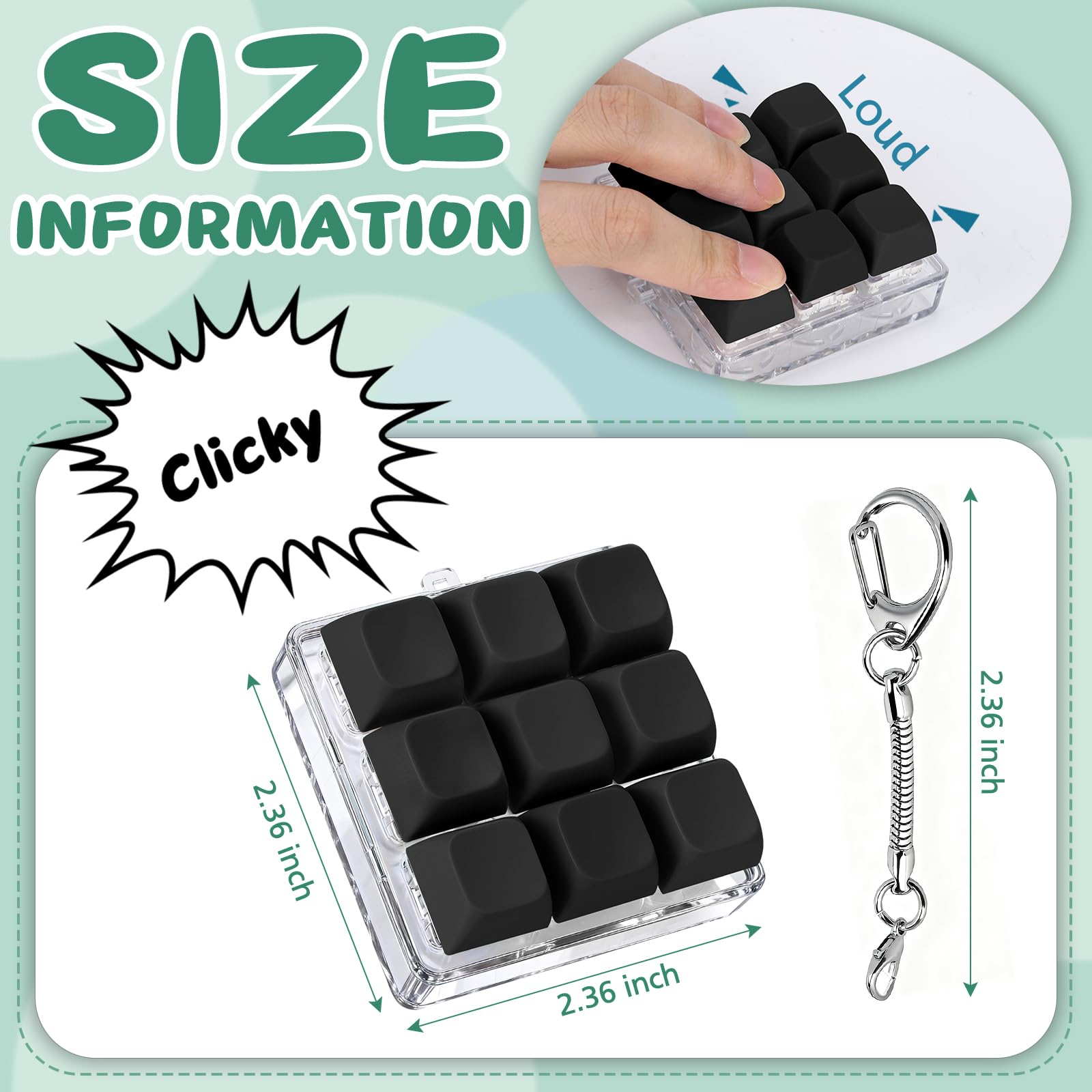 Axlksia fidget keychain mini keyboard design for portable focus