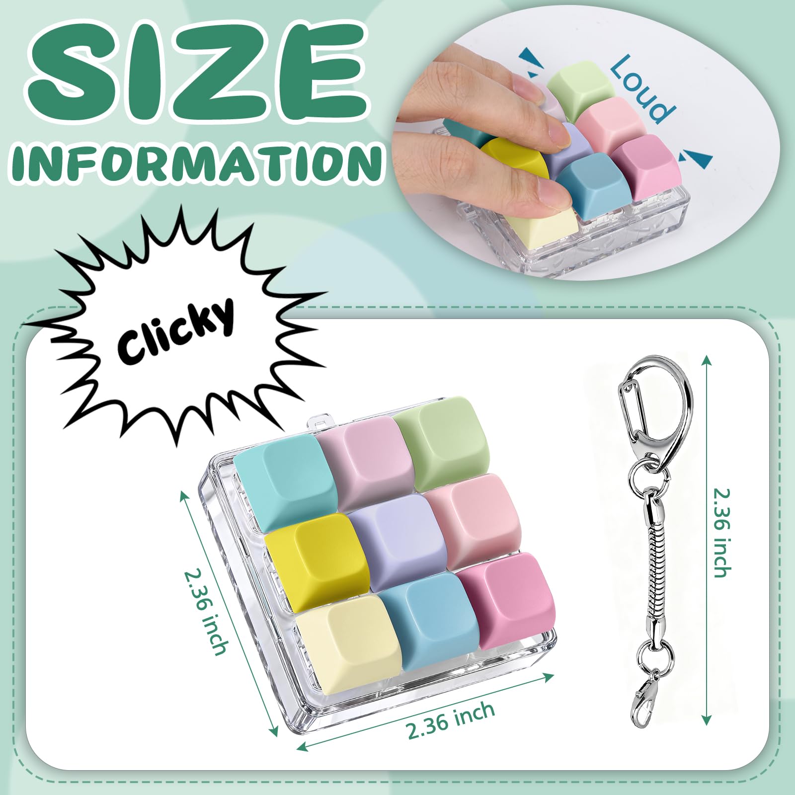 Axlksia fidget keychain with mini keyboard design for on-the-go focus