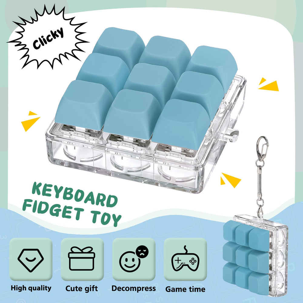 Axlksia keyboard fidget toy in hand, showcasing portable size.