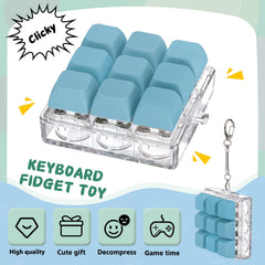 Axlksia keyboard fidget toy in hand, showcasing portable size.