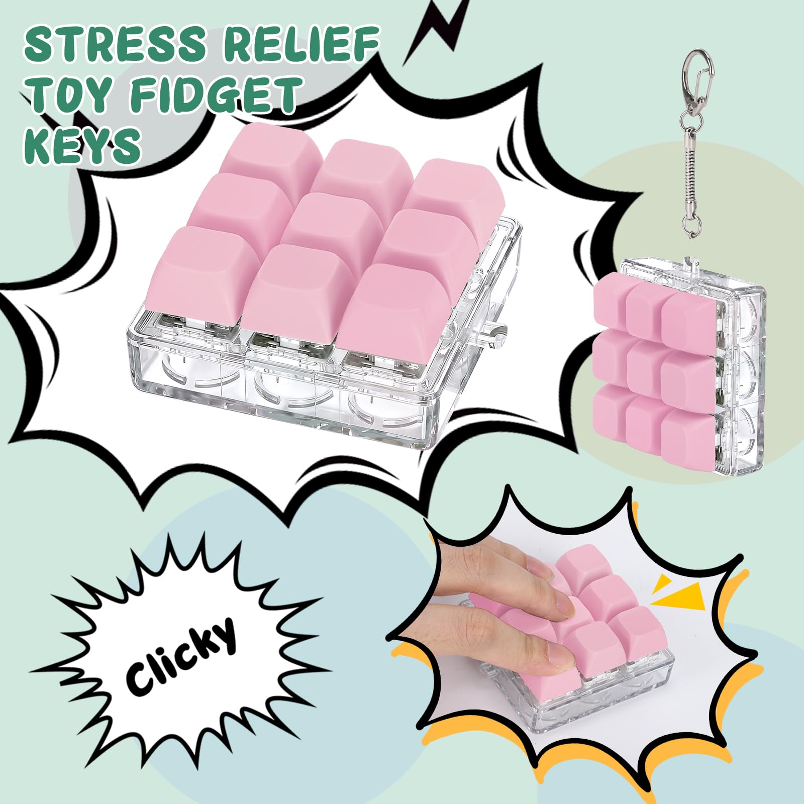 Axlksia keyboard fidget toy in pocket illustrating travel convenience