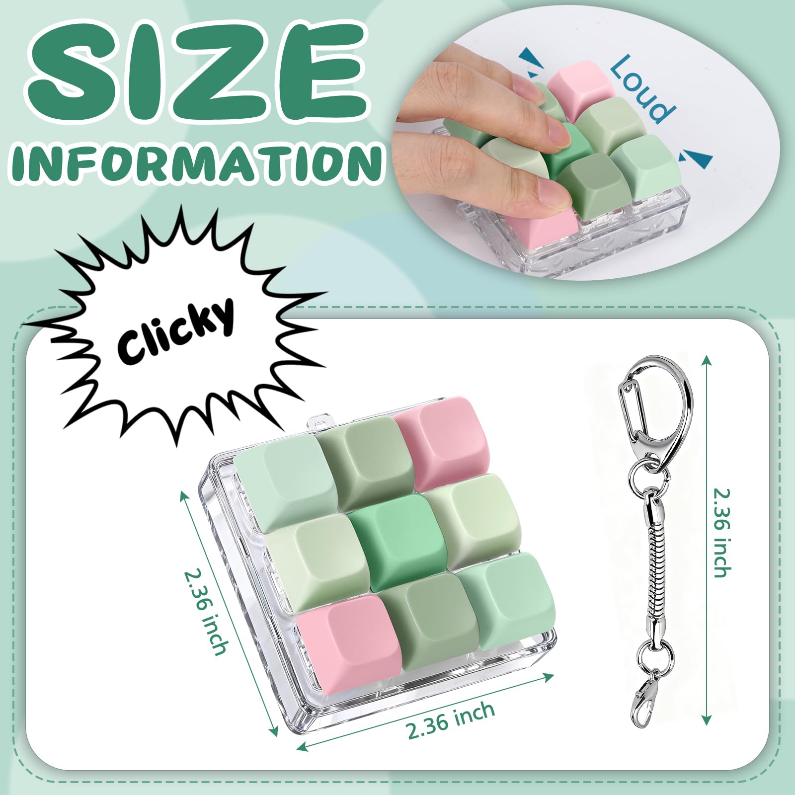 Axlksia keyboard fidget keychain press provides satisfying clicks on the go for focus