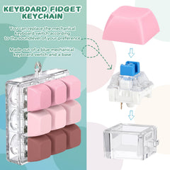 Axlksia keyboard fidget toy in hand shows compact, travel-friendly calming tool.