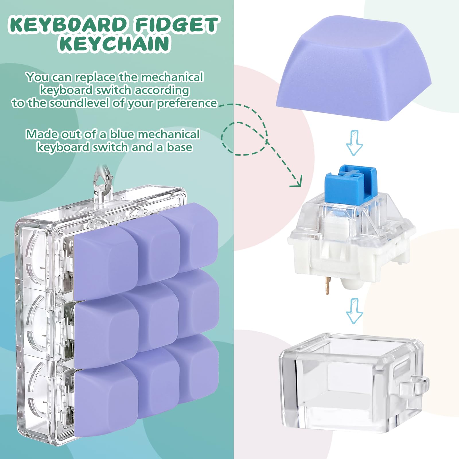 Axlksia Keyboard Fidget Toy on desk adds subtle decor while aiding concentration