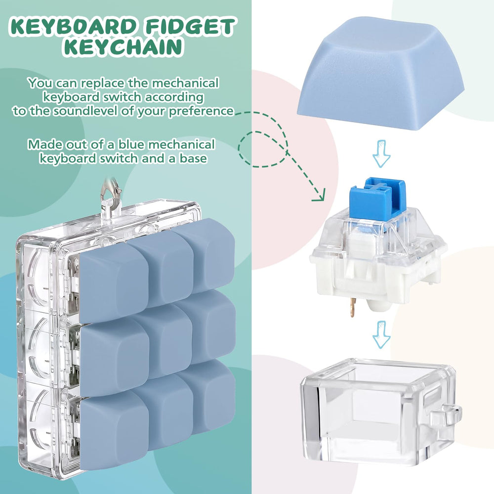 Axlksia Keyboard Fidget Toy pocket view highlights portability.
