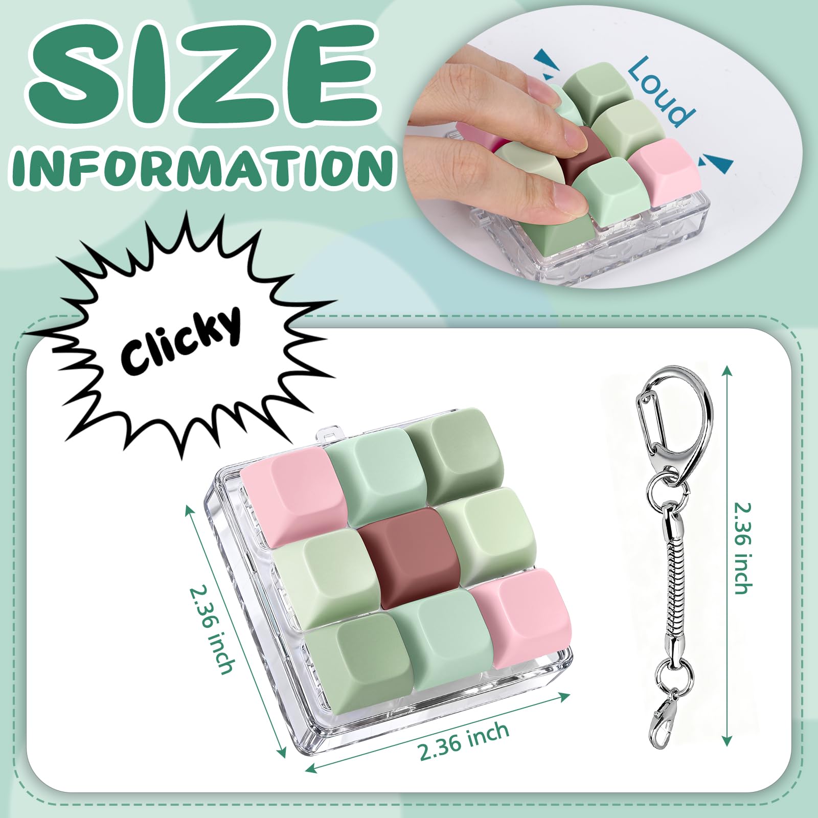 Axlksia keyboard fidget toy side view showing compact design