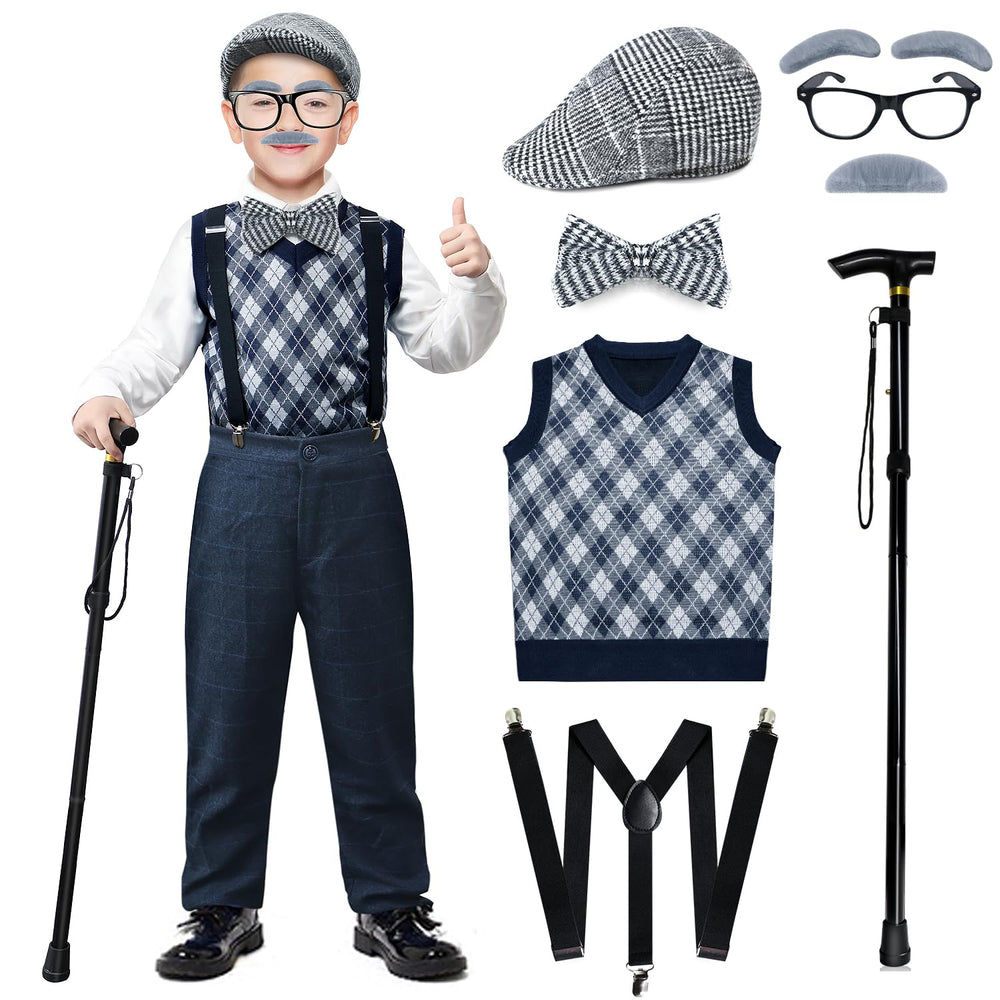 Axwcon kids old man costume hat for the 100th day—adds authentic retro flair