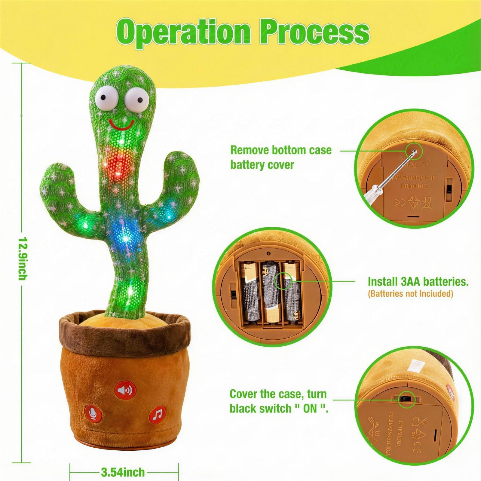 Ayeboovi cactus toy with easy-clean wipe base for quick care.