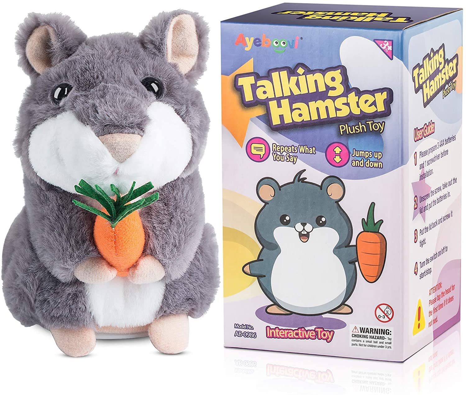 Ayeboovi talking hamster repeats what you say for interactive play
