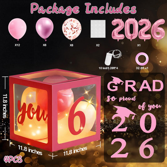 AYGXU GRAD letters with balloons create a bold photo backdrop.