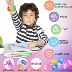 AYGXU silicone pop bracelet closeup shows durable, washable texture.