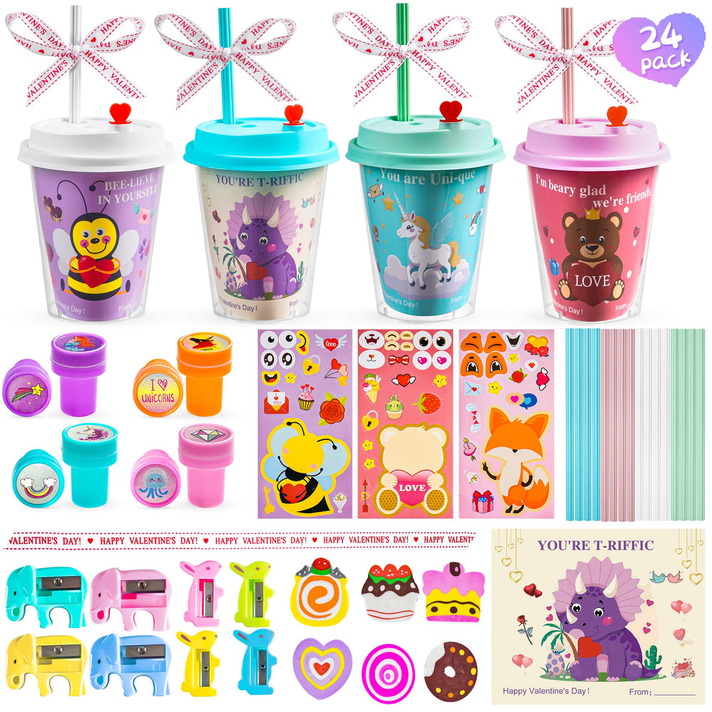AYGXU valentines stationery mug with macaroon color lids for classroom use