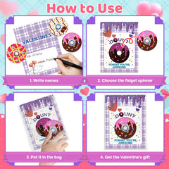 AyiOwmpa donut themed Valentines cards showing bright art for class sharing.