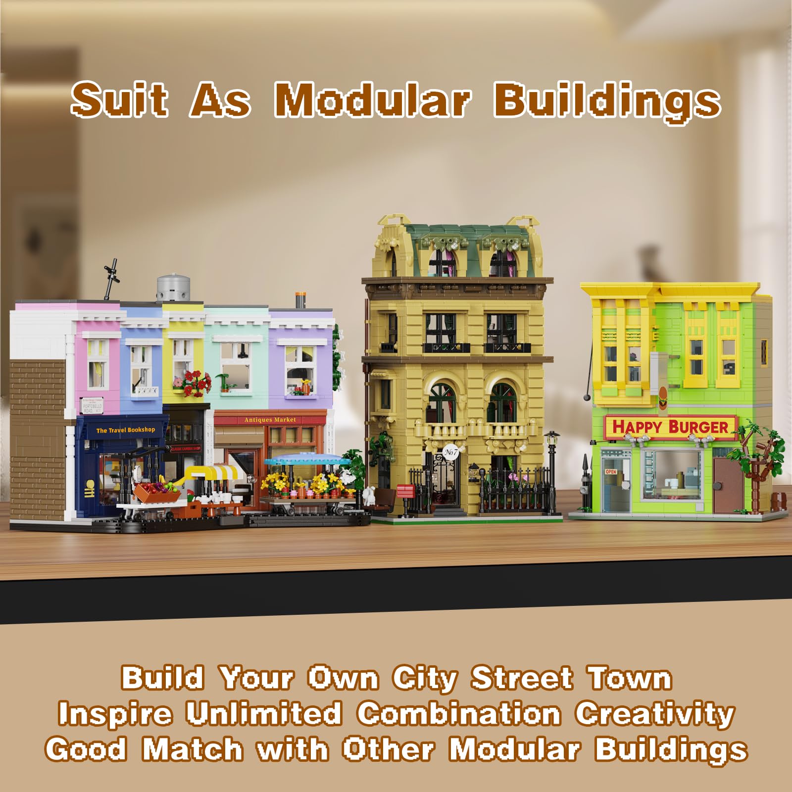 AZBHDTYS Nanny Building House Set compatible with LEGO modular systems.
