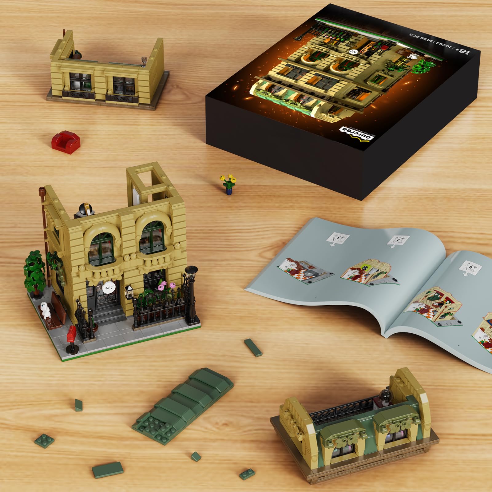 AZBHDTYS Nanny Building House Set quick-detach floors for easy viewing.