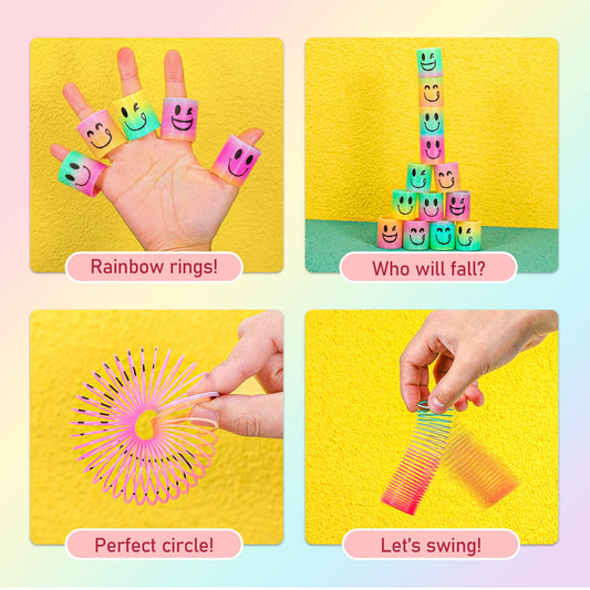 AZEN rainbow-colored springs close-up showing vibrant colors and a compact, kid-friendly size.