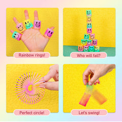 AZEN rainbow-colored springs close-up showing vibrant colors and a compact, kid-friendly size.