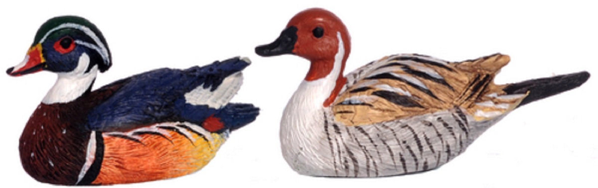Aztec Imports 1:12 scale duck decoys add realistic pond scene detail to dollhouses.