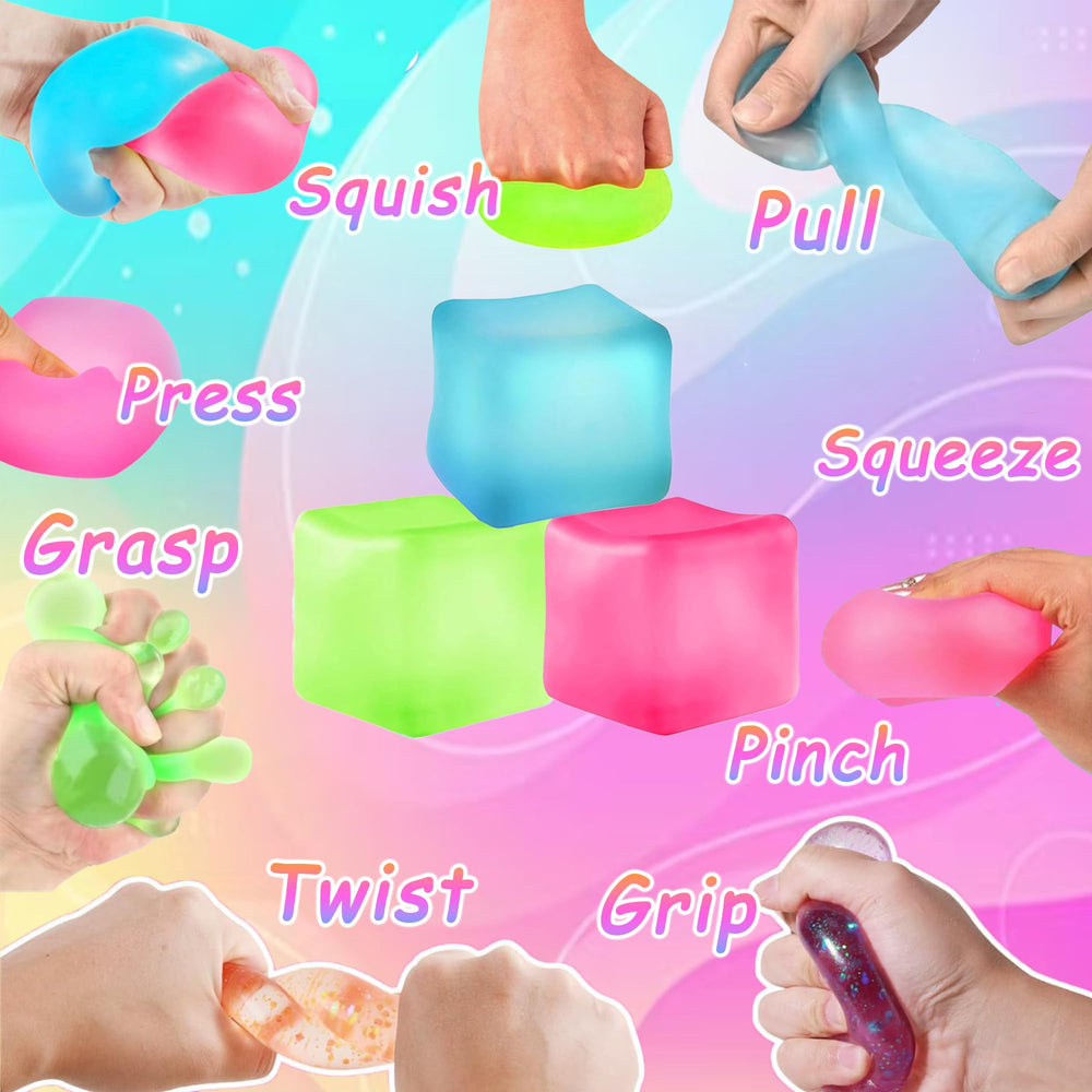 Azurphoric stress cubes pink close-up: sensory play for relaxation and dexterity.