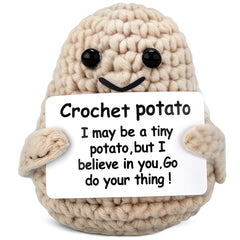 AZZORI crochet potato with mini encouragement card for desk cheer.