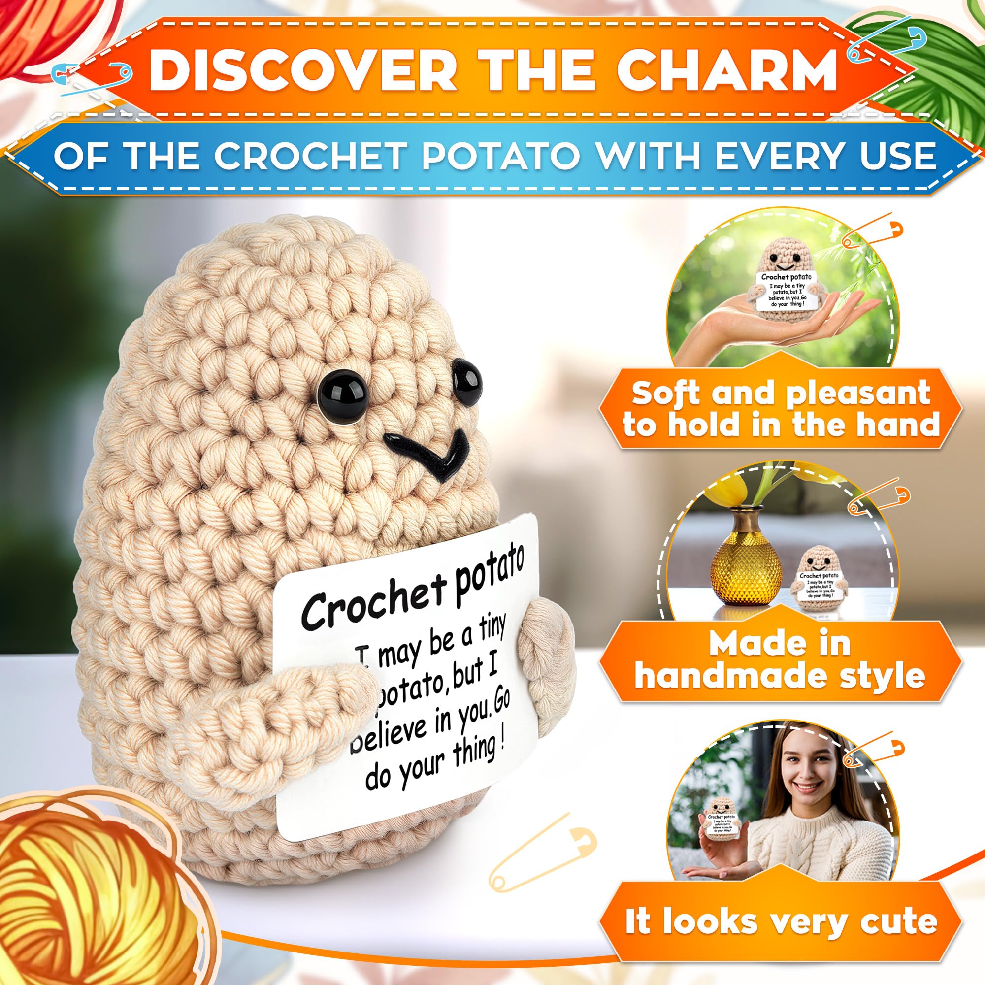 Pocket-sized AZZORI crochet potato for on-the-go smiles.