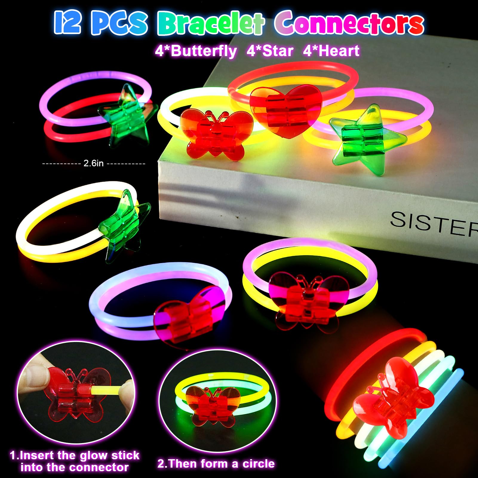 B Bascolor butterfly connectors enable creative glow-themed crafts.